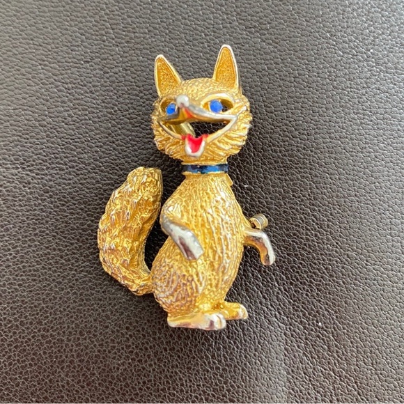 GERRY'S Vintage Rhinestone Enamel Sly Fox Brooch /Pin - Picture 1 of 3